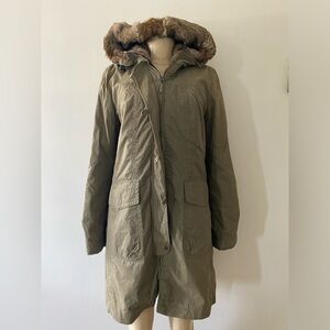 No Brand Or Label Olive Jacket with real fur hood and lining